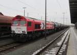 DE 670 (266 070-2) der HGK steht am 17. Mrz 2013 mit einem Kesselwagenzug in Bamberg.