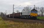 266 105 der Captrain Deutschland rollte mit dem Kohlezug von Profen nach Helmstedt am 17.12.15 durch Benndorf Richtung Bitterfeld.