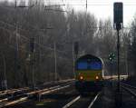 Ein Nachschuss von der Class 66 V266/PB10 von der Rurtalbahn-Cargo  kommt als Lokzug aus Sittard(NL) nach Aachen-West(D) und fuhr die Kohlscheider-Rampe hoch aus Richtung Herzogenrath und fährt