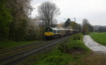 Die Class 66 PB20 von Railtraxx BVBA kommt mit viel Dieselpower die Gemmenicher-Rampe hochgefahren aus Richtung Aachen-West in Richtung Montzen/Belgien mit einem langen schweren Coilzug aus Linz Voestalpine(A) nach Antwerpen-Waaslandhaven(B). 
Aufgenommen an der Montzenroute am Gemmenicher-Weg.
Bei Regenwetter am Nachmittag vom 25.4.2016. 