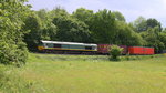 Die Class 66 PB14 von Crossrail kommt die Gemmenicher-Rampe herunter nach Aachen-West mit einem Güterzug aus Zeebrugge-Ramskapelle(B) nach Milano(I).