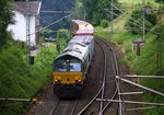 Die Class 66 PB14 von Crossrai kommt mit viel Dieselpower die Gemmenicher-Rampe hochgefahren aus Aachen-West mit einem Containerzug aus Ludwigshafen nach Zeebrugge-Ramskapelle(B) und fährt gleich in den Gemmenicher-Tunnel hinein und fährt in Richtung Montzen/Vise(B). 
Aufgenommen in Reinartzkehl an der Montzenroute. 
Am Nachmittag vom 30.6.2016.