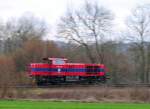 MaK 1000BB, 1271 013-5D, DH720 von Rhein Cargo Solo im Wurmtal auf der KBS 485 nach Aachen am 22.3.2016 im Morgen Dunst mitgezogen .