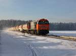 Eine G 2000 mit einem Gaskesselzug am 02.01.2015 unterwegs bei Pirach.