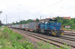 V 150.02 ( 92 80 1275 501-5 D-HGB ) der Hessischen Güterbahn bringt den Frankenbach Containerzug von Dillingen Saar nach Homburg durch Saarbrücken Burbach.
Bahnstrecke 3230 Saarbrücken - Karthaus 28.07.2017