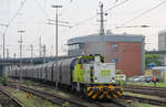 Captrain / Dortmunder Eisenbahn 404 begegnete mit mit Schiebeplanenwagen am 10.