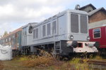 Die Deutz-Lok (Fabrik-Nr. 55476), eine leicht modernisierte V 36 von 1953, ist das Aushängeschild des Rheinischen Industriebahn-Museums Köln Nippes. Aufgenommen: 29.10.16.