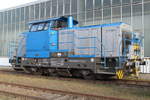 650 077-7 der Firma Vossloh Locomotives GmbH stand am 13.01.2018 im Rostocker Fracht und Fischereihafen abgestellt