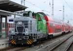 Vossloh-Lok G6(650 114-8)war am 03.11.2013 mit 3xDoppelstockwagen von DB-Regio Nordost im Rostocker Hbf beschftigt.