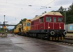 Ein dröhnendes Erlebnis war am 10.08.2014 die 107 018-4, die mit einem kurzen Bauzug durch Eichenberg in Richtung Norden fuhr.