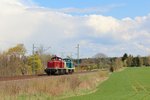 Ganz unverhofft kamen am 28.04.16 die 290 008-2 und 295 088-9 von Railsystems an der Schöpsdrehe bei Plauen/V.