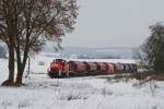 294 747 mit der bergabe von Hirschau nach Amberg am 16.02.2010 bei Mimbach.