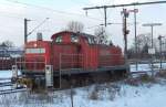 Zu Rangierarbeiten erreicht 294 802-4 den Gterbahnhof Kassel-Bettenhausen (11.12.2012).