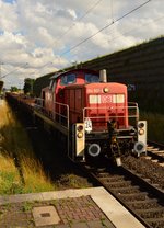 Mit einem Rungenwagenzug am Haken kam die 294 801-6 durch Allerheiligen gen Neuss fahrend. 4.7.2016