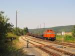 SWT 298-31 mit einer bergabe aus Richtung Unterwellenborn, am 15.08.2012 bei der Einfahrt in Knitz (Thr).