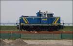 die 360 555-7 der MWB ist hier auf dem Jade-Weser-Port mit Rangierarbeiten im Probebetrieb beschftigt. Wilhelmshaven 22/05/2012