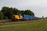 360 608 befrdert am 19.05.2012 einen Containerzug von Neumarkt (Oberpfalz) nach Sengenthal, hier hat der Zug sein Ziel erreicht.