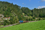 362 761 mit einem Flachwagen am 09.09.2016 bei Schnitzmühle.