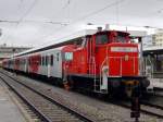 Die 363 661 am 08.08.2008 beim Abrangieren der City Shuttle Garnitur in Passau Hbf.