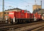 Die DB Logistics 294 880 und 363 137 bei rangierarbeiten im Aachen Hbf am 27 jan 2012.