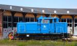 PRESS 363 028 aufgenommen am 31.07.2013 am Gelnde des stillgelegten Bahnbetriebswerks Wismar.