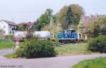 364 803 fuhr am 7.5.96 mit ihrem Kesselwagen durch den Bahnhof Burgwindheim zurück nach Bamberg.