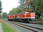 Die Loks 61 & 45 der RVM (Tecklenburger Nordbahn) von Spelle kommend in Richtung Rheine=Stadtberg fahrend in Altenrheine, Oktober 2012