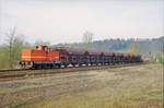 Unisped Lok 16 (heute Rhenus) im April 2000 bei Gleisbauarbeiten in Bierbach