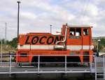 Bw Lichtenberg (Blo), 01.10.10,  175 Jahre deutsche Eisenbahn ,  Locon-Lok 007 (Mein Name ist Bond,...) auf der Drehscheibe