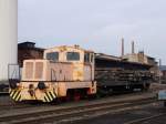 Lok 2 der IG Weieritztalbahn (eine LKM V10B) in Freital-Hainsberg; 25.11.2012  