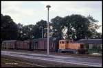 Im Bahnhof Eilsleben stand am 16.9.1990 101600 vor einem Kurzgüterzug.