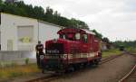 Dllnitzbahn 199 030-8 (ex BB 2091.010) beim umsetzen in Oschatz Hbf; 09.06.2011