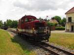 Dllnitzbahn 199 030-8 beim umsetzen im  Bf Glossen; 09.06.2011