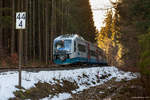 VT 116 der BOB ist am 06.01.2018 auf dem Weg von Schaftlach nach Holzkirchen