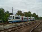 Der VT 111 der BOB am 20.09.2008 in Neuenmarkt-Wirsberg bei einer Rangierfahrt.