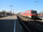 8.3.2011 9:43 DB AG Baureihe 610 510 als RE von Marktredwitz nach Nrnberg bei der Ausfahrt aus dem Bahnhof Marktredwitz.