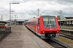 Nachschuss auf 611 523/023 am 29.03.2016, als dieser über Gleis 8 durch den Badischen Bahnhof von Basel vom nördlichen Vorfeld in die südliche Abstellgruppe rangierte.