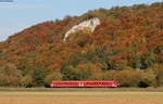 611 045-6 als RE 22338 (Ulm Hbf-Sigmaringen) bei Schmiechen 16.10.18