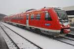 612 003-3 steht am 5.1.2019 als RE3988 von Lindau Hauptbahnhof nach Ulm Hauptbahnhof im Startbahnhof bereit.