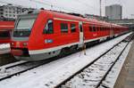 612 588-3 hat am 7.1.2019 als RE57591 von Kempten(Allgäu) Hauptbahnhof nach München Hauptbahnhof die bayrische Landeshauptstadt erreicht.