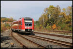 DB 612 971 erreicht hier auf der Fahrt nach NÜrnberg am 21.10.2019 um 14.26 Uhr den Hauptbahnhof von Bayreuth.