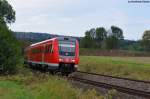 612 986 mit dem RE 3697 von Gera Hbf nach Regensburg bei Oberteich, 17.09.2011