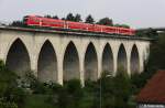 DB Regio 612 110-6 + 612 593-1 als IRE 3085 Franken-Sachsen-Express Nrnberg - Dresden, KBS 510 Hof - Dresden, fotografiert auf dem Viadukt ber die Saale bei Hof - Unterkotzau am 29.05.2010