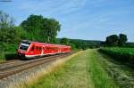 612 985 mit dem umgeleiteten Franken-Sachsen Express IRE 3448 von Dresden nach Nürnberg Hbf bei Oberteich, 18.07.2013