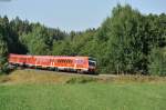 612 595 und zwei weitere 612er auf der Fahrt als RE 3697 von Hof Hbf nach Regensburg Hbf bei Oberteich, 07.09.2013