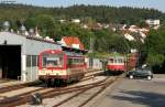 VT 43 der HzL beim Umsetzen nach der Fotofahrt in Gammertingen 18.8.11