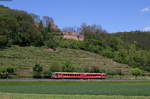 628 2** als RE 4387 (Aschaffenburg Hbf-Crailsheim) bei Collenberg 10.5.17