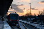 628 547 steht wieder bereit zur Abfahrt Richtung Mühldorf in Burghausen. Am Abend des 19.1.24