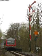 628 230-5 als RE 33504 nach Aschaffenburg hbf bei der einfahrt Bad Mergentheim am 13.4.08