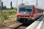 ANGERMÜNDE (Landkreis Uckermark), 16.06.2007, 628 650-4 mit RB66 von Stettin bei der Einfahrt in den Endbahnhof Angermünde; auf der Anzeige steht bereits das Rückfahrtziel